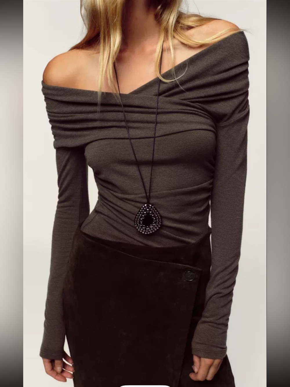 NWOT Zara draped wrap off shoulder top